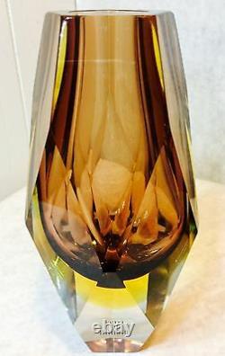 Magnificent Mandruzzato 5 Facets Murano Art Glass Vase Orig Label 8 Italy