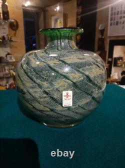 Malta Decorative Glass MDG Boffo Green Globe Vase 1974-78 Studio Art