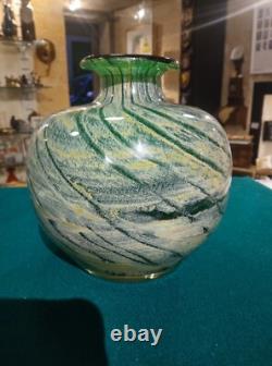 Malta Decorative Glass MDG Boffo Green Globe Vase 1974-78 Studio Art