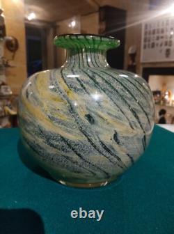 Malta Decorative Glass MDG Boffo Green Globe Vase 1974-78 Studio Art