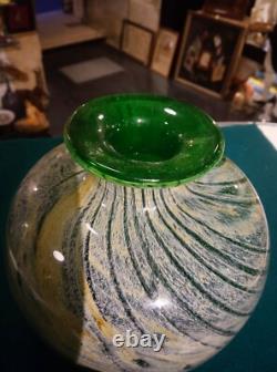 Malta Decorative Glass MDG Boffo Green Globe Vase 1974-78 Studio Art