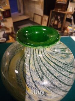 Malta Decorative Glass MDG Boffo Green Globe Vase 1974-78 Studio Art