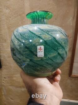 Malta Decorative Glass MDG Boffo Green Globe Vase 1974-78 Studio Art