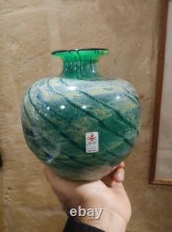 Malta Decorative Glass MDG Boffo Green Globe Vase 1974-78 Studio Art