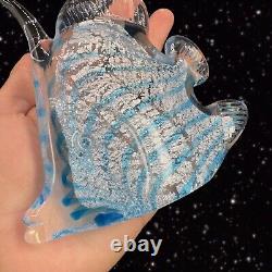 Marcolin Art Glass Crystal Fish Made in Sweden Pure Silver Signed Paperweight