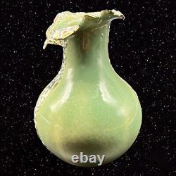 Marquis Vase Rextured Silver Lace Green Vase Pottery Made in Germany 5.25T 2.5
