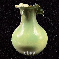 Marquis Vase Rextured Silver Lace Green Vase Pottery Made in Germany 5.25T 2.5