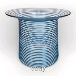 Martha's Vineyard Glassworks Art Glass Vase Blue Swirl Bucket/Hat