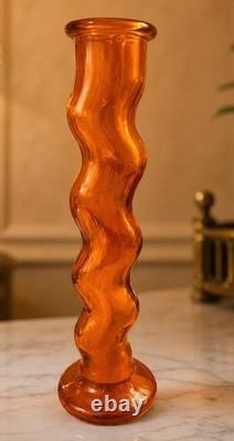 Massive Vintage Amber Glass Vase 55.5cm Tall Heavy Art Glass Spain Retro