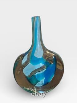 Mdina Eric Dobson 1970s'Tiger' Lollipop Art Glass Vase 20cm Malta
