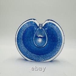 Michael Nourot Art Glass Vintage Blue Vase Perfume Bottle MCM 1980 Paperweight