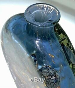 Michele Luzoro Studio Art Glass Large Heavy Bottle Vase Signed Stunning