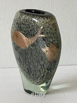 Michele Luzoro Vintage Antique Modern Gold Fleck Art Glass Vase French France