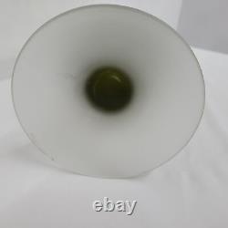 Mid Century Art Glass Frosted Olive Green Unique Color Original Vintage Vase