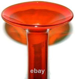 Mid Century Blenko Art Glass Husted Tangerine Floor Decanter Vase # 561