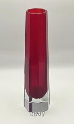 Mid Century Flavio Poli Murano Sommerso Glass Vase Red Seguso Vetri d'Arte 1950s