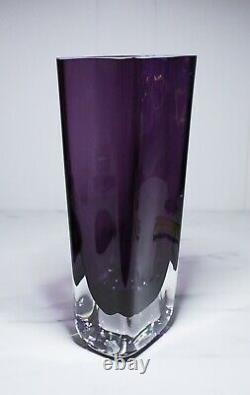 Mid Century Modern Art Glass Upscale Amethyst Color Massive Heavy Vase