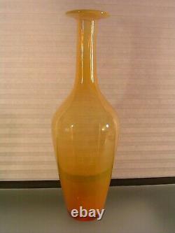 Mid Century Modern Art Glass Vase Orange 18 Tall Blenko