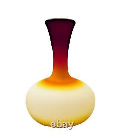 Mid Century Modern Imperial Cased Satin Art Glass Amberina Peachblow Vase