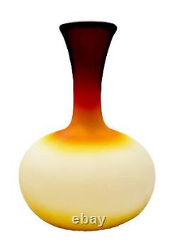 Mid Century Modern Imperial Cased Satin Art Glass Amberina Peachblow Vase