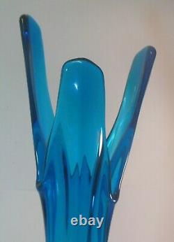 Mid Century Modern VIKING Art Glass Stretch Glass Swung VASE BLUENIQUE TEAL