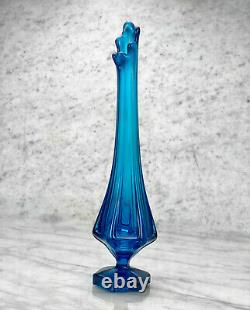 Mid-Century Modern Viking Bluenique 6-Panel Swung Art Glass Vase