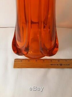 Mid-Century Viking Glass Epic Amberina Draped Base Stretch Swung Huge Vase 25