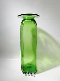 Midcentury BLENKO Art Glass Joel Myers 6421 Green 17 Floor Vase Architectural