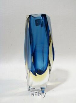 Midcentury MANDRUZZATO Italian Murano Faceted Sommerso 6.5 VASE Art Glass