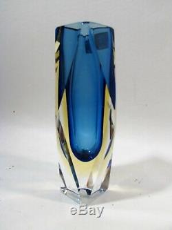 Midcentury MANDRUZZATO Italian Murano Faceted Sommerso 6.5 VASE Art Glass