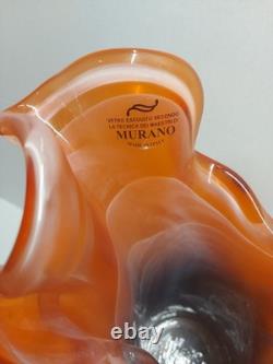 Midcentury Vintage Orange & Black Murano Glass Vase, Italy, 2000's No C&C OB