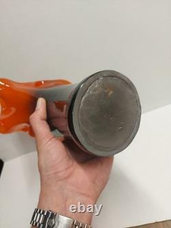 Midcentury Vintage Orange & Black Murano Glass Vase, Italy, 2000's No C&C OB