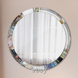Modern Wall Mirror Bathroom Colorful Patterned Frame abstract stained glass