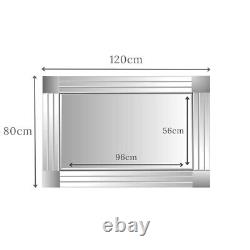 Molly Extra Large Modern Art Deco All Glass Triple Bevelled Wall Mirror 120x80cm