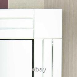 Molly Large Modern Art Deco All Glass Triple Bevelled Wall Mirror 100cm x 70cm