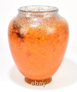 Monart An Impressive & Large Orange Glass Vase with Aventurine