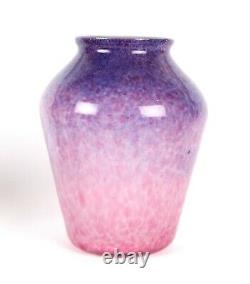 Monart Pink Purple White Cased Scottish Art Glass Shape Z Vase Moncrieff Deco
