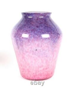 Monart Pink Purple White Cased Scottish Art Glass Shape Z Vase Moncrieff Deco