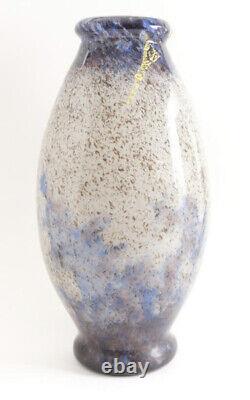 Monumental 17 Tall Muller Freres Luneville Art Glass Vase SIGNED Stunning Art