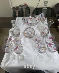 Mosaic Abstract Decorated Multicolour Glasswear Set, Clear Glass