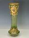 Moser Antique Large Art Glass Vase Green With Rich Gold Rococo Decoration