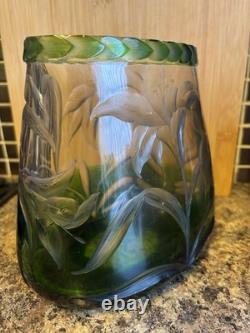 Moser Karlsbad green Glass Vase Collectable Vintage Moser Karlsbad green Glass Vase Collectable Vintage