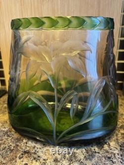 Moser Karlsbad green Glass Vase Collectable Vintage