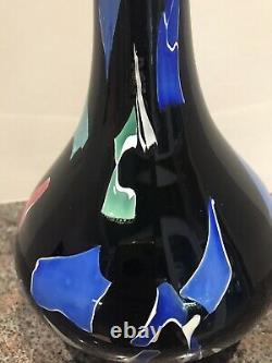 Mt Washington Black Lava Art Glass 10 Vase. EXCELLENT COLORING