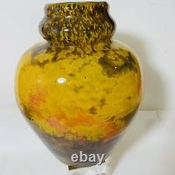 Muller Fres Luneville Vase Pate de Verre Cased In Clear 1920s 25cm Multicoloured