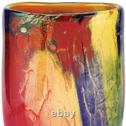 Multicolor Art Glass Oval Vase Tabletop Centerpiece Home Décor Gift 11 Inch