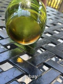 Murano ART GLASS GREEN AMBER SOMMERSO HEAVY vase