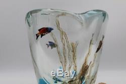 Murano Aquarium/Fish Huge Art Glass Vase Barbini Cenedese Mid Century Signed