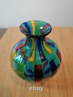 Murano Art Glass Ballarin Pezzato Squares Bottle Vase Signed. VGC