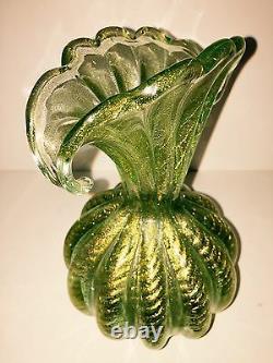 Murano Art Glass Barovier Toso Cordonato d'Oro Murano Golden Ropes Vase 8 1950s